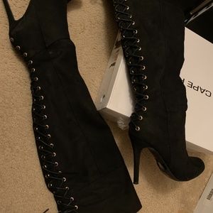 Lace up sexy thigh high boots (open to best offer)
